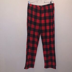Holiday Time Red Plaid Plush Pajama Pants Men’s Large